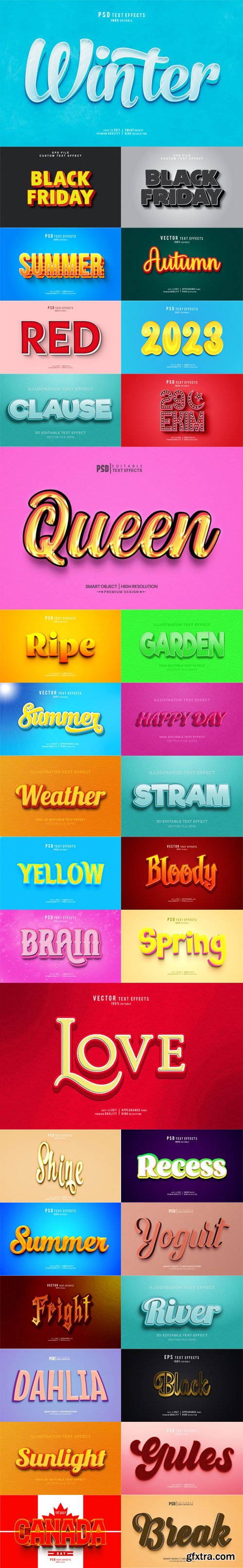 30 Creative Editable 3D Text Effects Pack