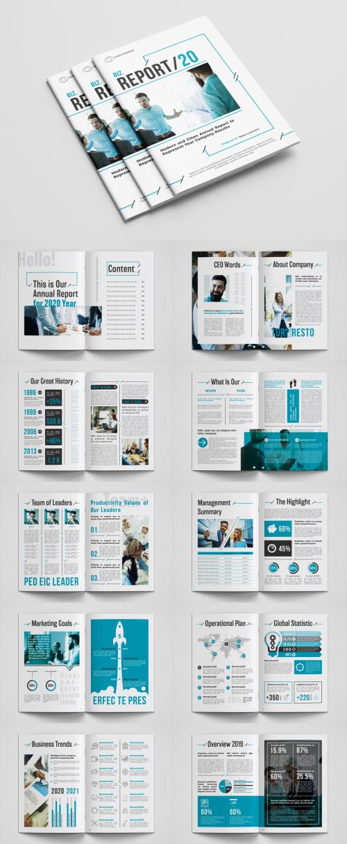 Annual Report Layout with Blue Accents - 303682508
