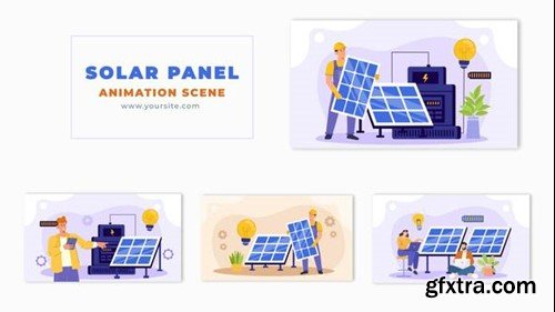 Videohive Solar Panel Technician and Renewable Energy Flat Vector Animation Scene 49459696