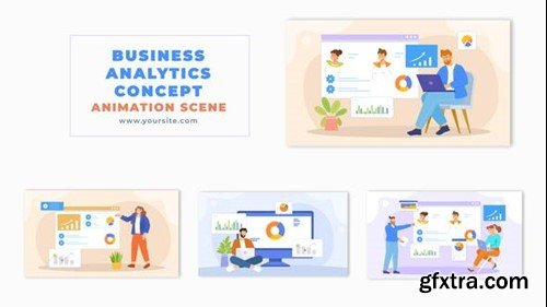 Videohive Flat Vector Business Growth Data Analytics Concept Animation Scene 49459319