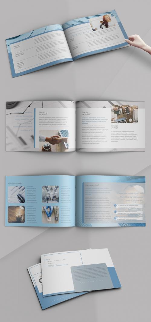 Landscape Brochure Layout with Blue Accents - 308751242