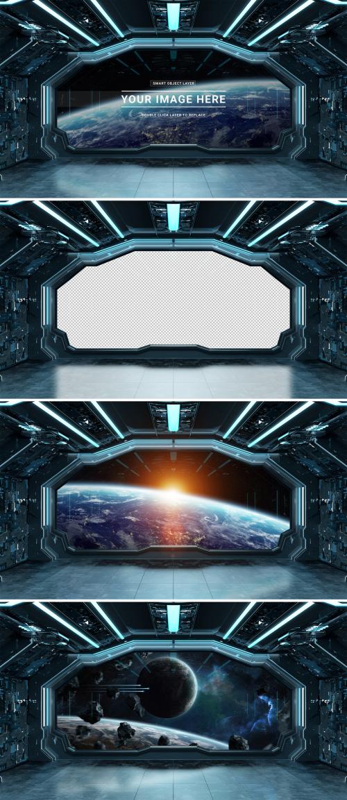 Spaceship Interior Mockup with Window View - 308766436