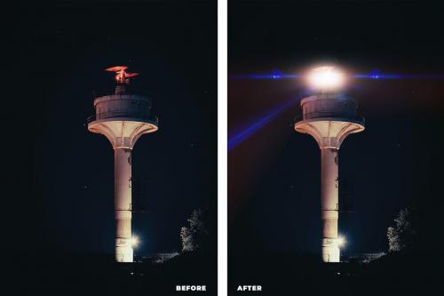 9 Warm Cinematic Lens Flares Overlay Photo Effect