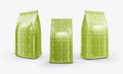 Set 3 Metallic Coffee Bags Mockup