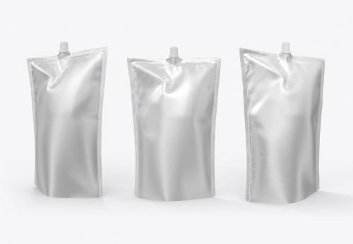 Set 3 Stand Up Pouches for Liquids Mockup