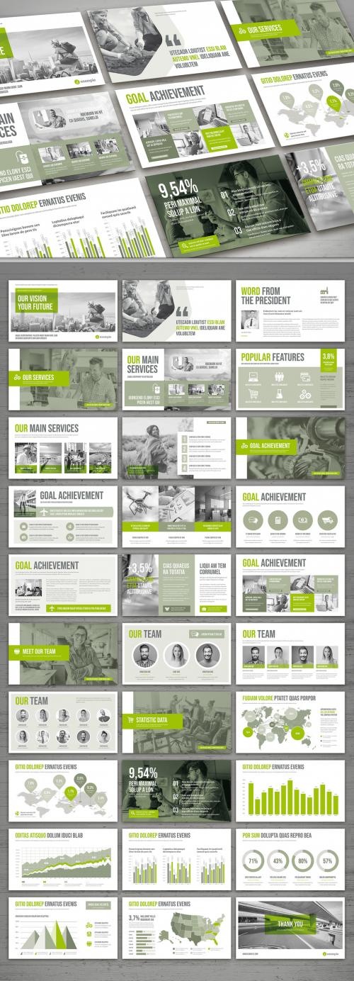 Presentation Pitch Deck Layout in Gray and Green - 310484797