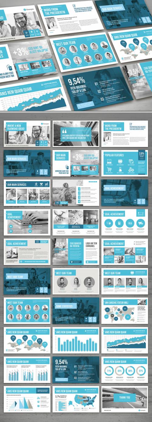 Light Gray and Blue Presentation Pitch Deck Layout - 310484843