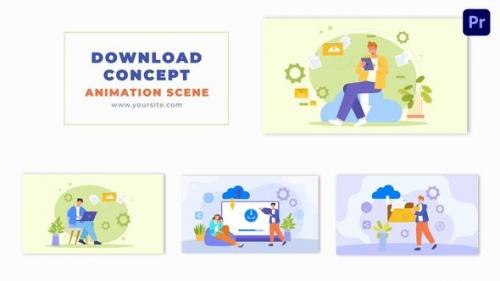 File Download Concept Flat Design Animation Scene - 49480902