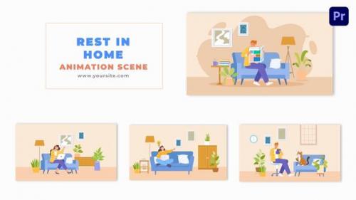 Comfortable Relaxation Flat Character Design Animation Scene - 49480924