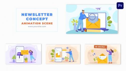 Email Marketing Newsletters Concept Vector Flat Art Animation Scene - 49480930