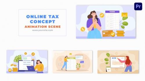 Online Tax Payment Process Flat Vector Art Animation Scene - 49480939