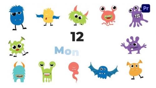 Cute Cartoon Monster Flat Design Animation Scene - 49481222
