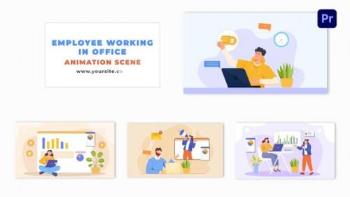 Flat 2D Design Performing Tasks at the Office Animation Scene - 49481343
