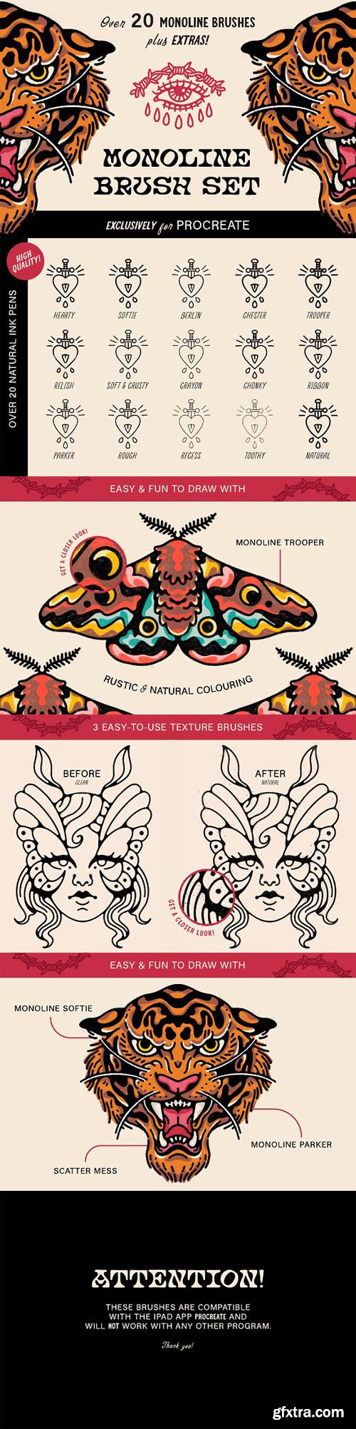 Monoline Brush Set for Procreate