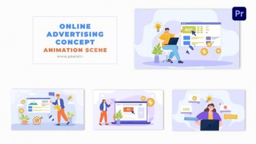 Online Ads Creation Process Concept Flat Vector Animation Scene - 49481708
