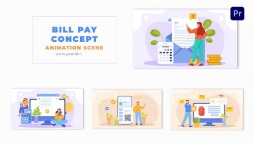 Online Bill Pay Concept Flat Cartoon Character Animation Scene - 49481813