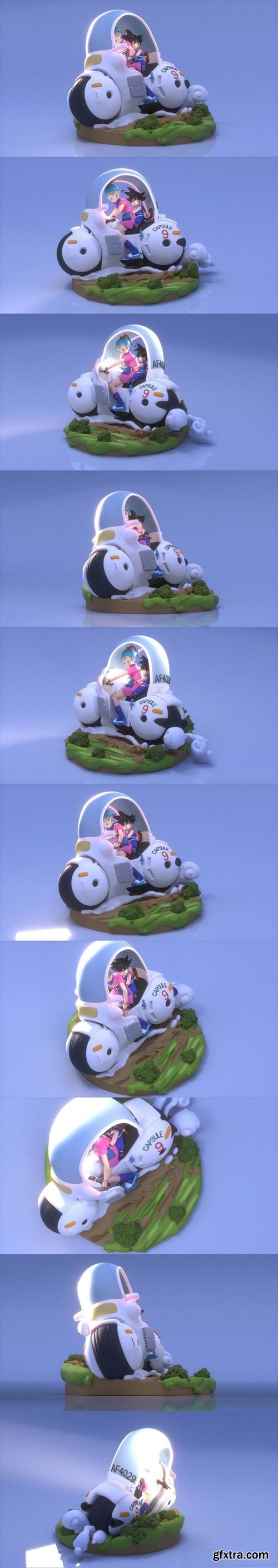 Goku and Bulma on Bike &ndash; Dragon Ball &ndash; 3D Print Model