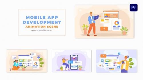 Mobile App Development 2D Flat Design Animation Scene - 49481881