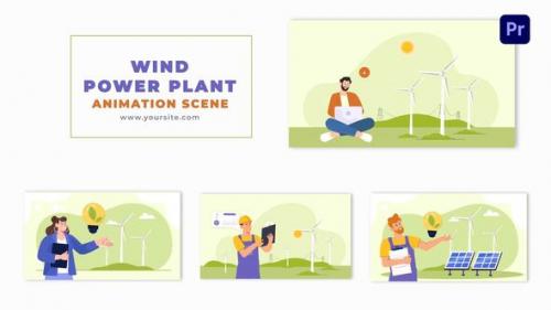 Wind Power Plant Technician Flat Character Animation Scene - 49481888