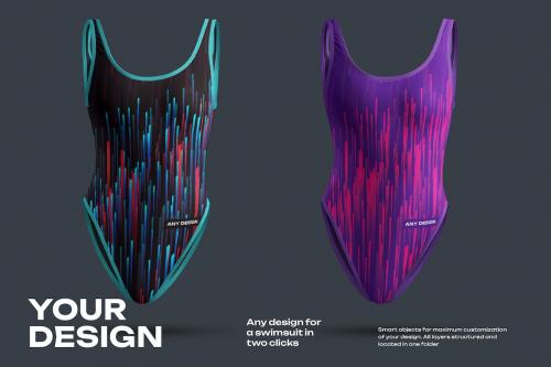 Mockup of a One Piece Sports Swimsuit in 3D Style