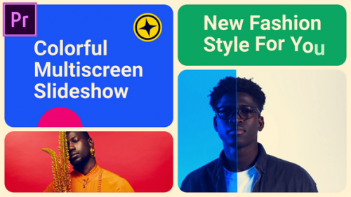 Colorful Split Screen Slideshow | Multiscreen Opener MOGRT for Premier Pro - 49386261