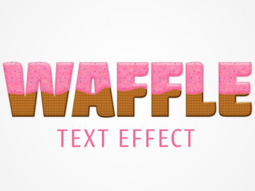Waffle Text Effect Mockup with Pink Frosting and Color Chips Topping - 322147612