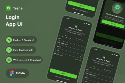 Trena - Login Dark Mode App UI