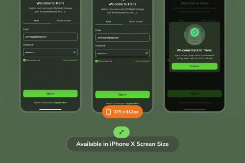 Trena - Login Dark Mode App UI