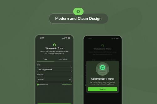 Trena - Login Dark Mode App UI