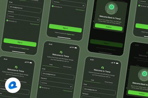 Trena - Login Dark Mode App UI