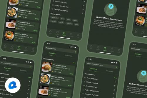 Trena - Search Food & Restaurant Dark Mode App UI Trena - Search Food & Restaurant Dark Mode App UI