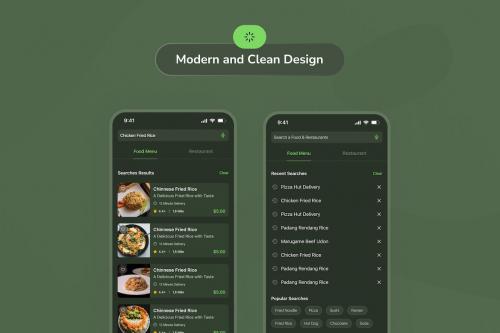 Trena - Search Food & Restaurant Dark Mode App UI Trena - Search Food & Restaurant Dark Mode App UI