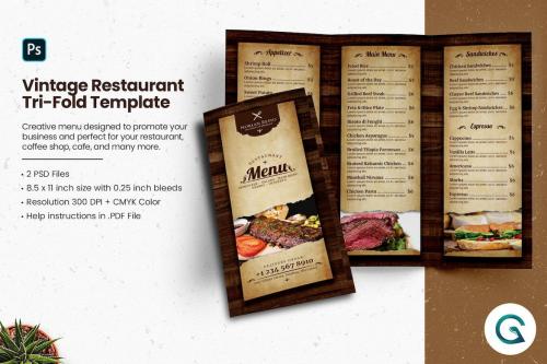Vintage Restaurant TriFold Menu Template Vintage Restaurant TriFold Menu Template