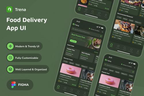 Trena - Food Delivery Dark Mode App UI Trena - Food Delivery Dark Mode App UI