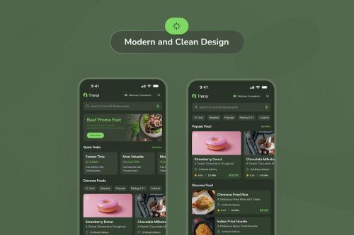 Trena - Food Delivery Dark Mode App UI Trena - Food Delivery Dark Mode App UI