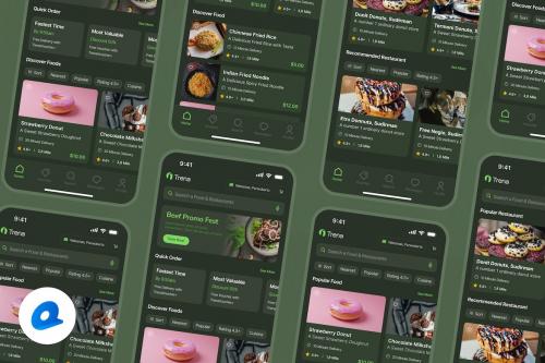 Trena - Food Delivery Dark Mode App UI Trena - Food Delivery Dark Mode App UI