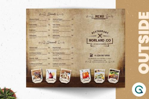 Vintage BiFold Restaurant Menu Template