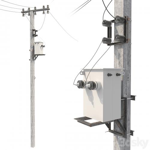 Concrete electricity transmission poles with wires
