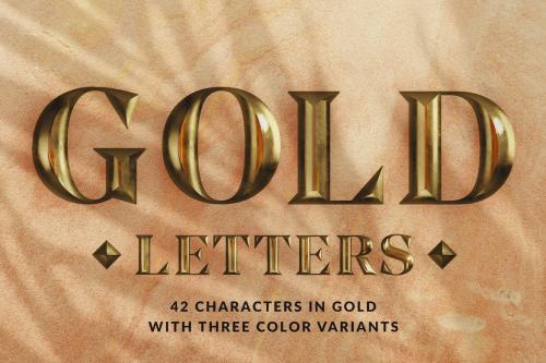 Gold Letters - 3D Alphabets and Numbers Gold Letters - 3D Alphabets and Numbers