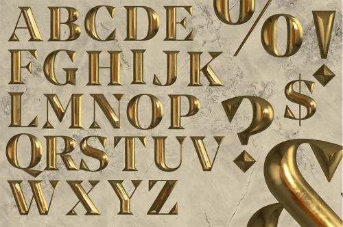Gold Letters - 3D Alphabets and Numbers Gold Letters - 3D Alphabets and Numbers