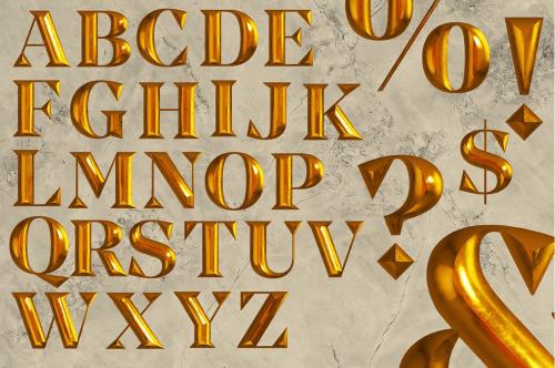 Gold Letters - 3D Alphabets and Numbers Gold Letters - 3D Alphabets and Numbers