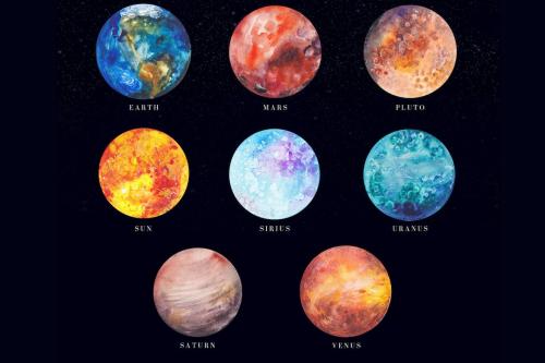 15 watercolor planets and stars set 15 watercolor planets and stars set