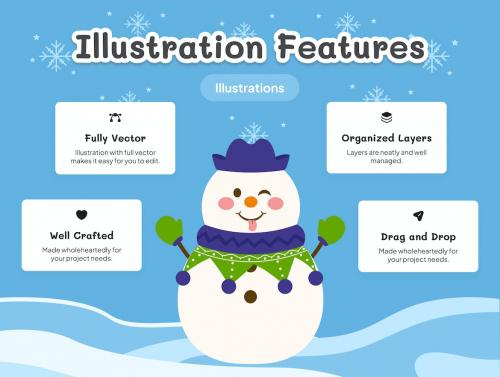 Snowman Winter Christmas Illustration Set