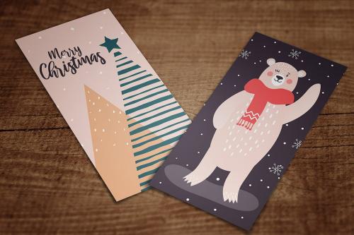Set of flat modern hand drawn Christmas cards Set of flat modern hand drawn Christmas cards