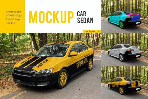 Car Sedan Mockup Set Car Sedan Mockup Set