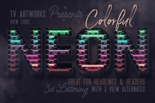 Deeezy - Colorful Neon 3D Lettering View 3