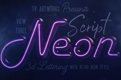 Deeezy - Script Neon 3D Lettering View 3