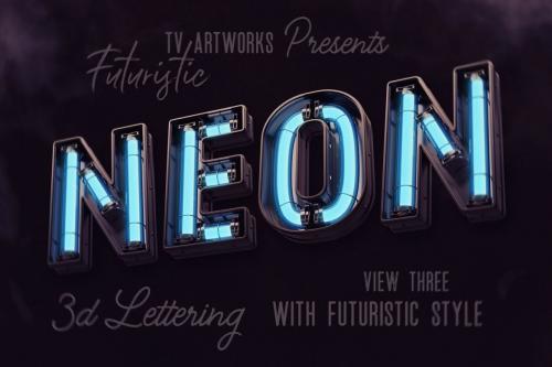 Deeezy - Futuristic Neon 3D Lettering View 3