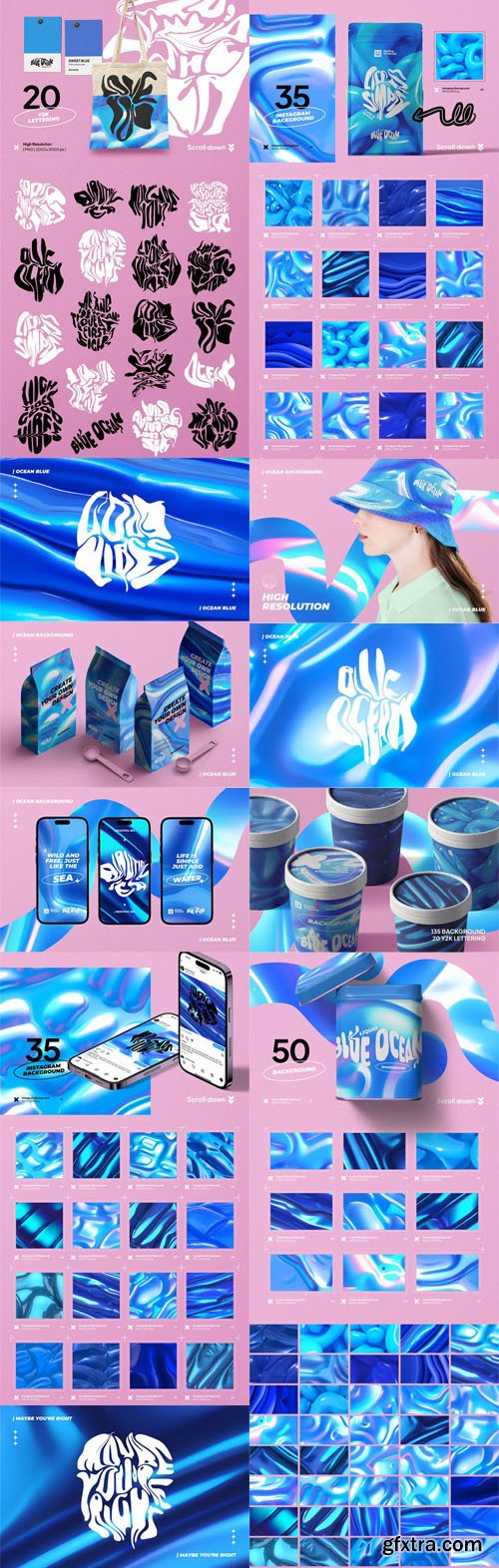 Blue Liquid Ocean Backgrounds Collection