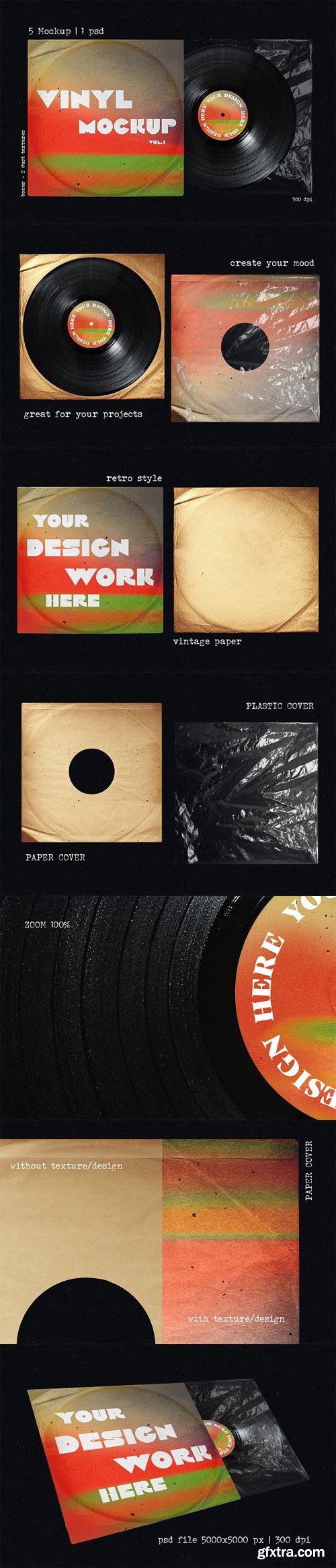 Retro Vinyl Record PSD Mockups Templates